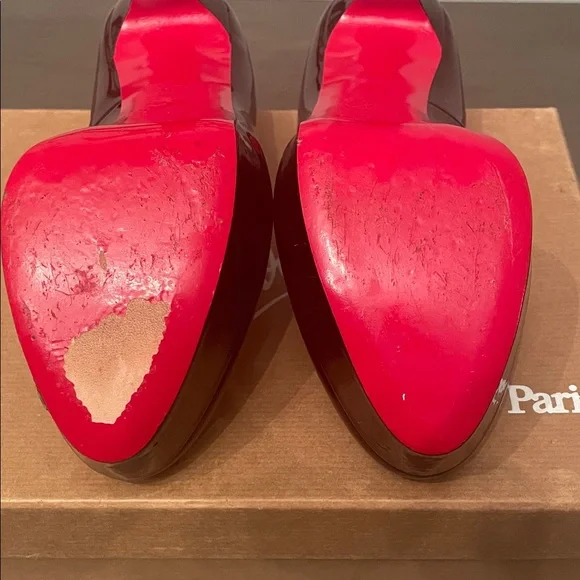 Christian Louboutin Women's maroon red bottom stiletto Heels 7.5 - Picture 5 of 9